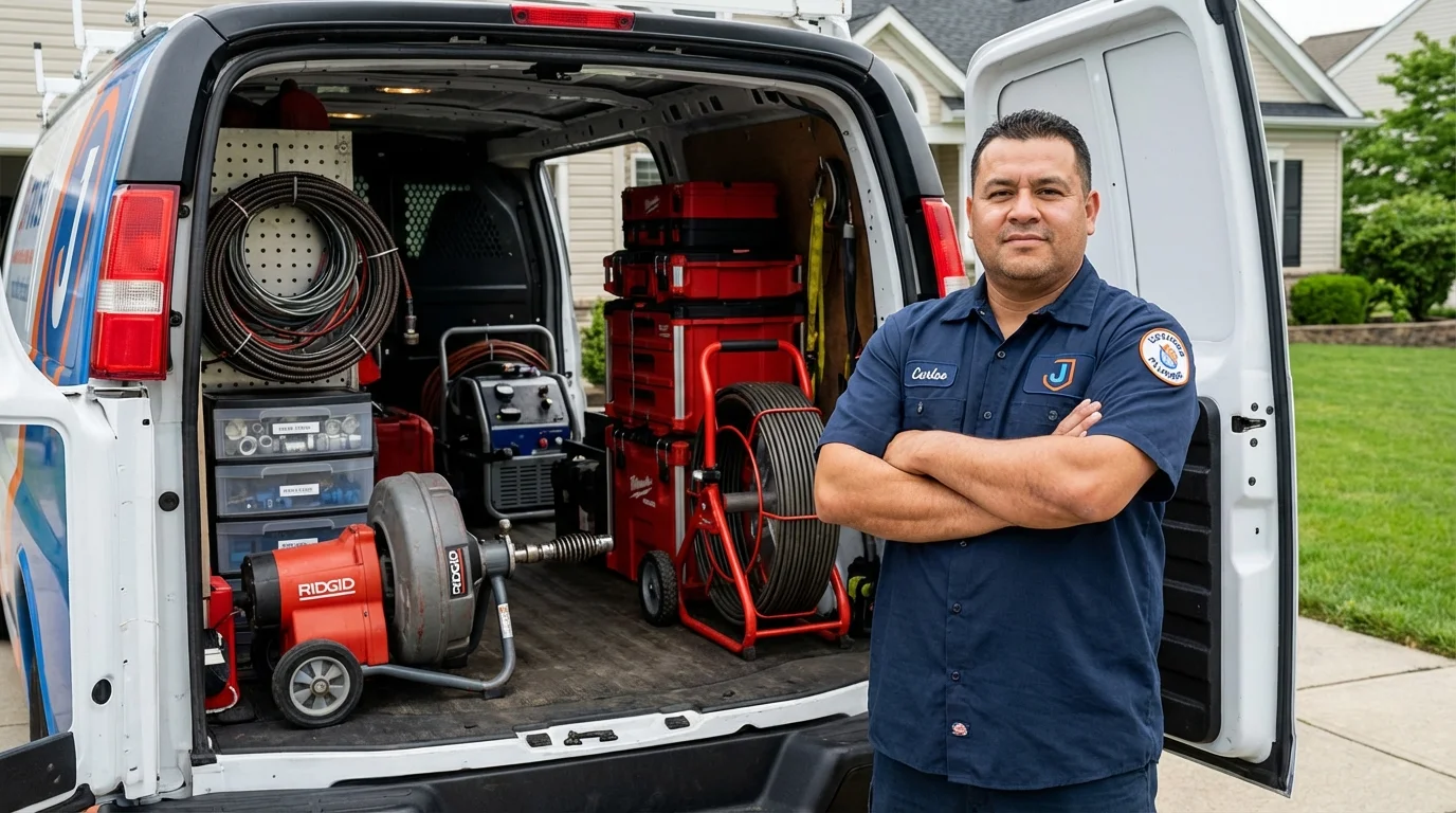 Professional drain cleaning equipment and Johns Plumbing LLC plumber in Stevenson
