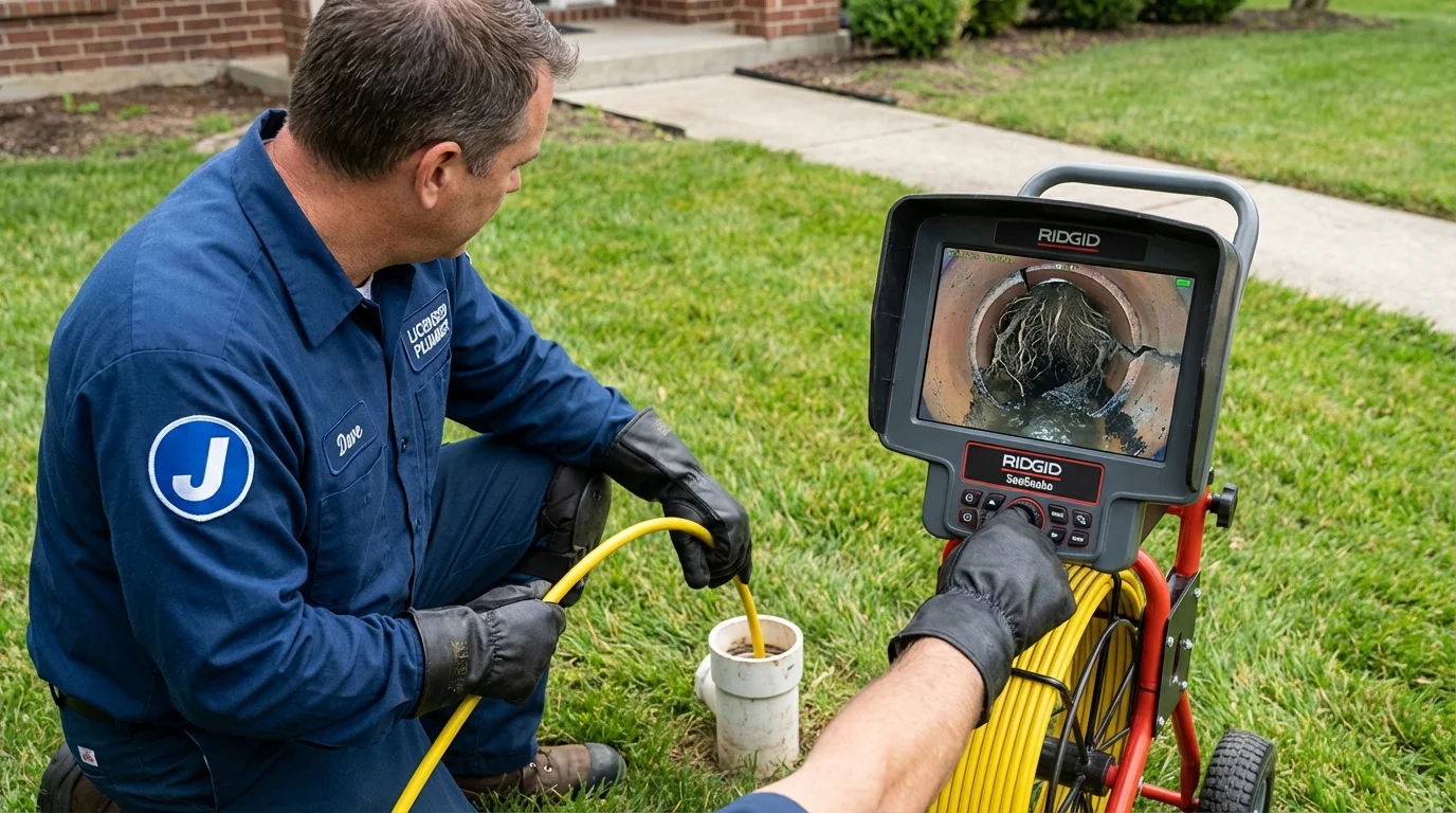Sewer camera inspection being performed by Johns Plumbing LLC in Stevenson